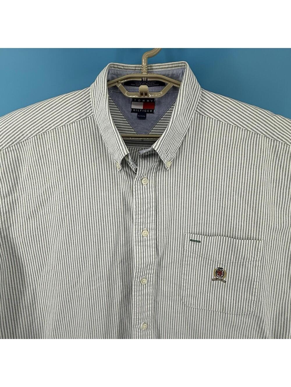 VTG Tommy Hilfiger Mens XL Shirt Classic Oxford Striped Long Sleeve Button-Down